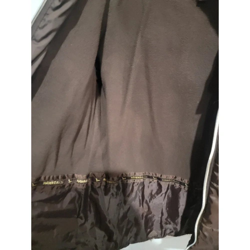 HAWKE & Co Girls Size 16 Brown Quilted Puffer Jacket Leopard Print Faux Fur Hood